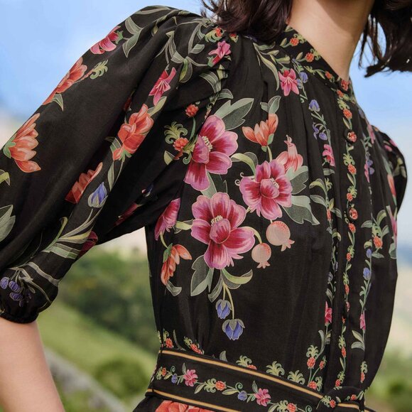 NWT FARM Rio Black Belle Garden Whimsigoth Fairy Girly Botanical Dress (SZ XL) - Picture 5 of 14